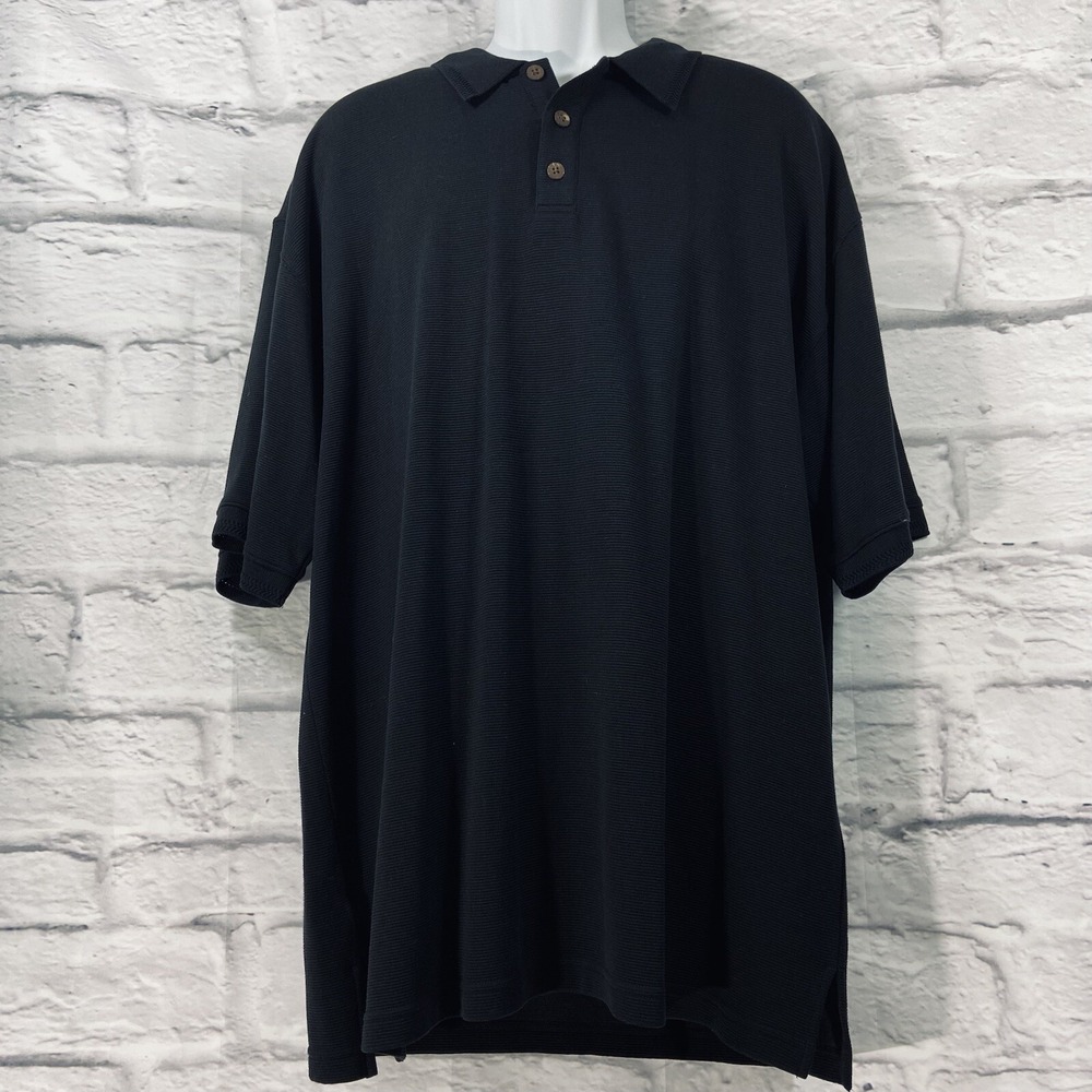 Tommy Bahama Polo Shirt Men's XL Black Silk Cotton Short Sleeve Performance